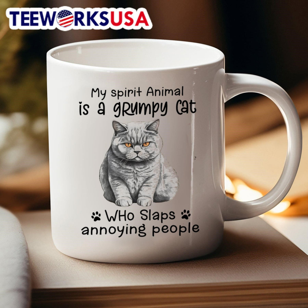 My spirit animal is a grumpy cat who slaps annoying - Adult & Kids T-Shirts, Sweatshirts & Hoodies apparel design preview 4