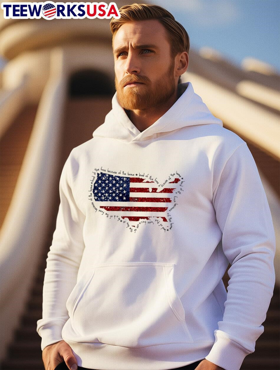 Faux Sequin America Map Land Of The Free - Adult & Kids T-Shirts, Sweatshirts & Hoodies apparel design preview 2