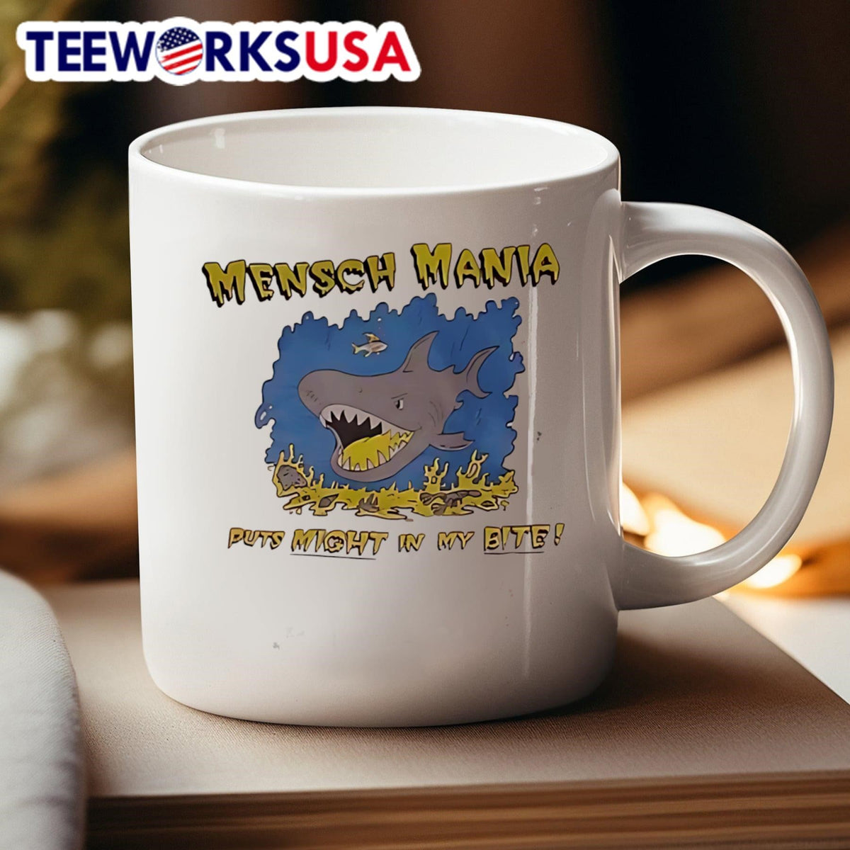 Mensch Mania puts might in my bite retro - Adult & Kids T-Shirts, Sweatshirts & Hoodies apparel design preview 4