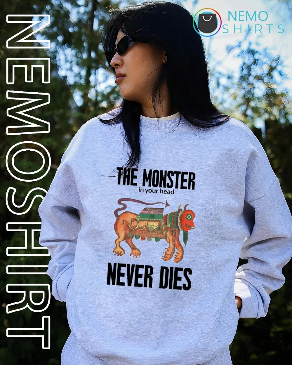 The Monster in Your Head Never Dies mental health - Adult & Kids T-Shirts, Sweatshirts & Hoodies apparel design preview 3