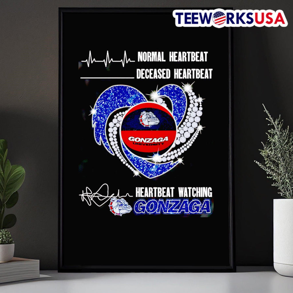 Normal heartbeat deceased watching Gonzaga Bulldogs - Adult & Kids T-Shirts, Sweatshirts & Hoodies apparel design preview 5