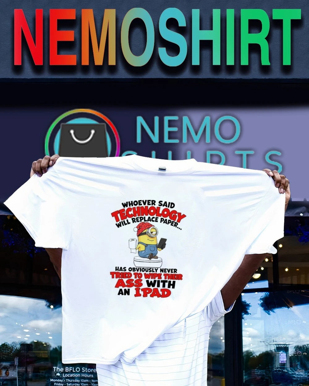 Minion Whoever Said Technology Will Replace Paper - Adult & Kids T-Shirts, Sweatshirts & Hoodies apparel design preview 1