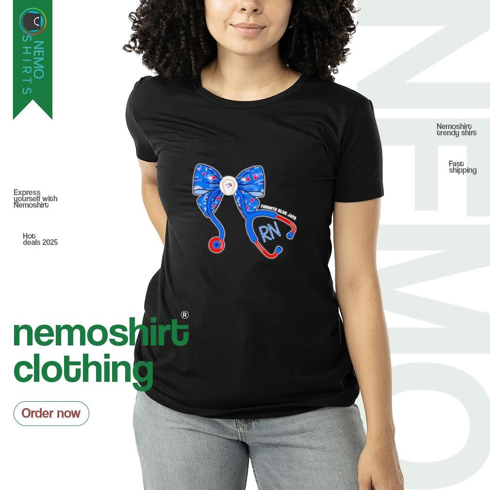 Toronto Blue Jays baseball stethoscope bow - Adult & Kids T-Shirts, Sweatshirts & Hoodies apparel design preview 3