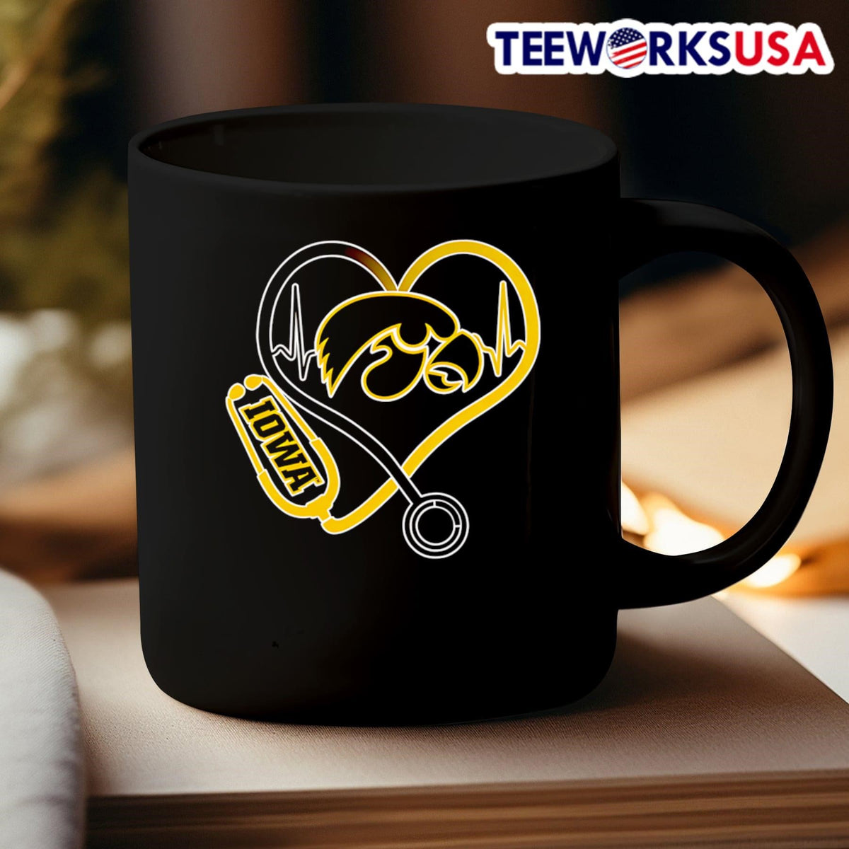 Stethoscope heart Iowa Hawkeyes - Adult & Kids T-Shirts, Sweatshirts & Hoodies apparel design preview 3