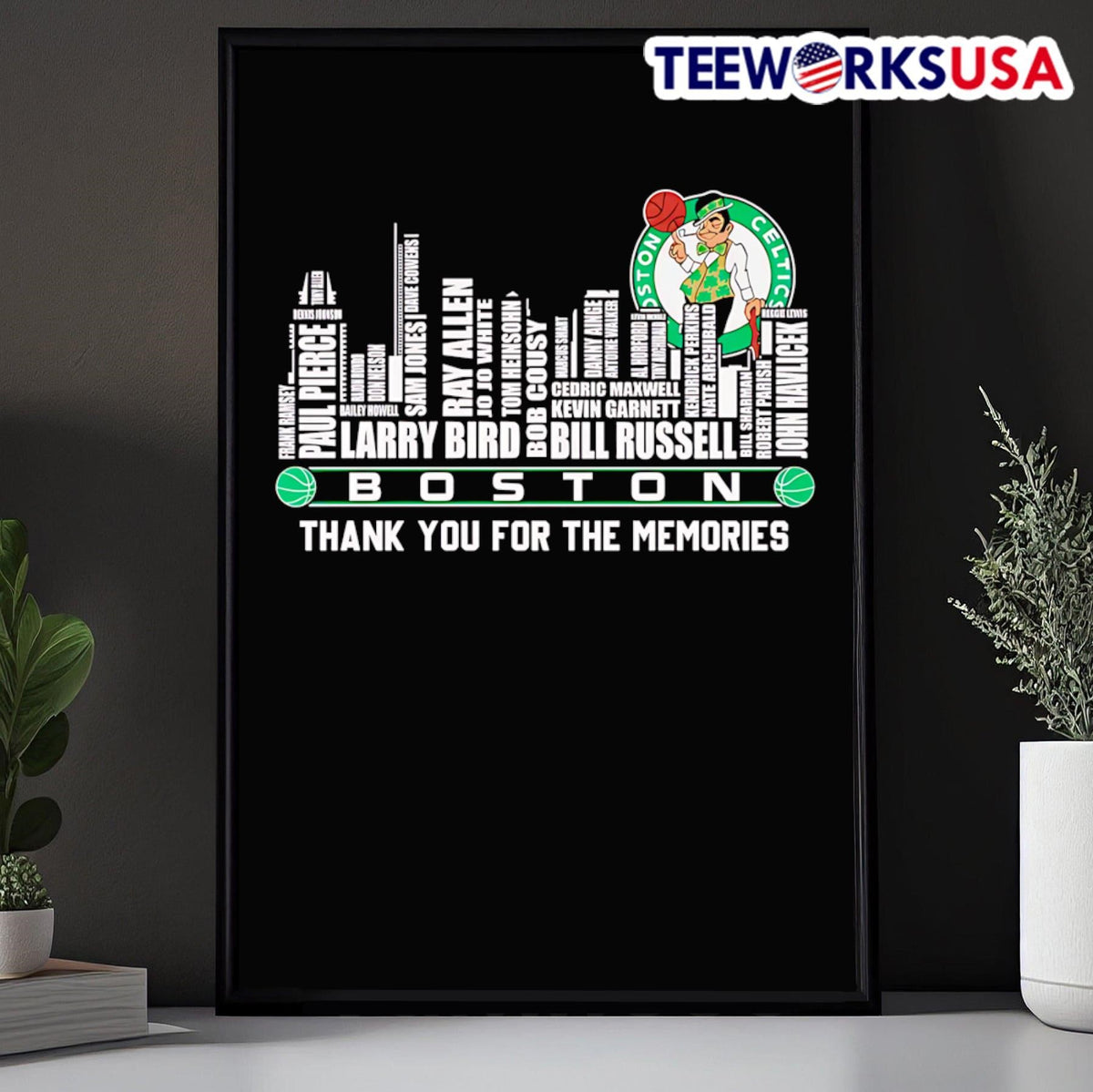 Skyline Boston Celtics thank you for the memories - Adult & Kids T-Shirts, Sweatshirts & Hoodies apparel design preview 5