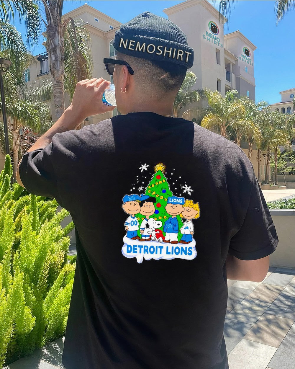 Peanuts characters Detroit Lions Christmas - Adult & Kids T-Shirts, Sweatshirts & Hoodies apparel design preview 4
