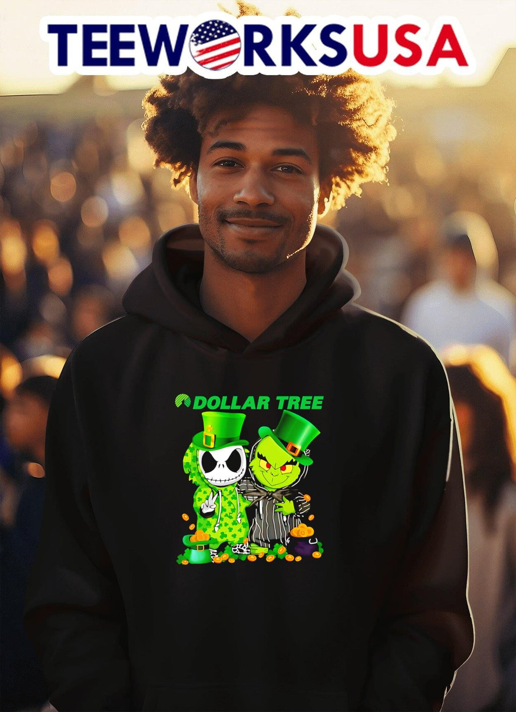 Jack Skellington and Grinch Dollar Tree Happy St - Adult & Kids T-Shirts, Sweatshirts & Hoodies apparel design preview 2