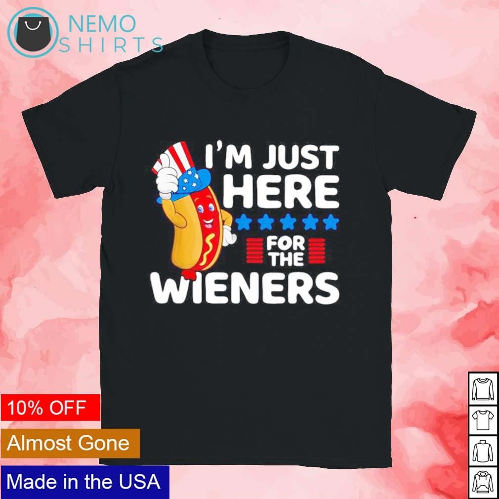 Hot dog I'm just here for the wieners 4th of july - Adult & Kids T-Shirts, Sweatshirts & Hoodies apparel design preview 1