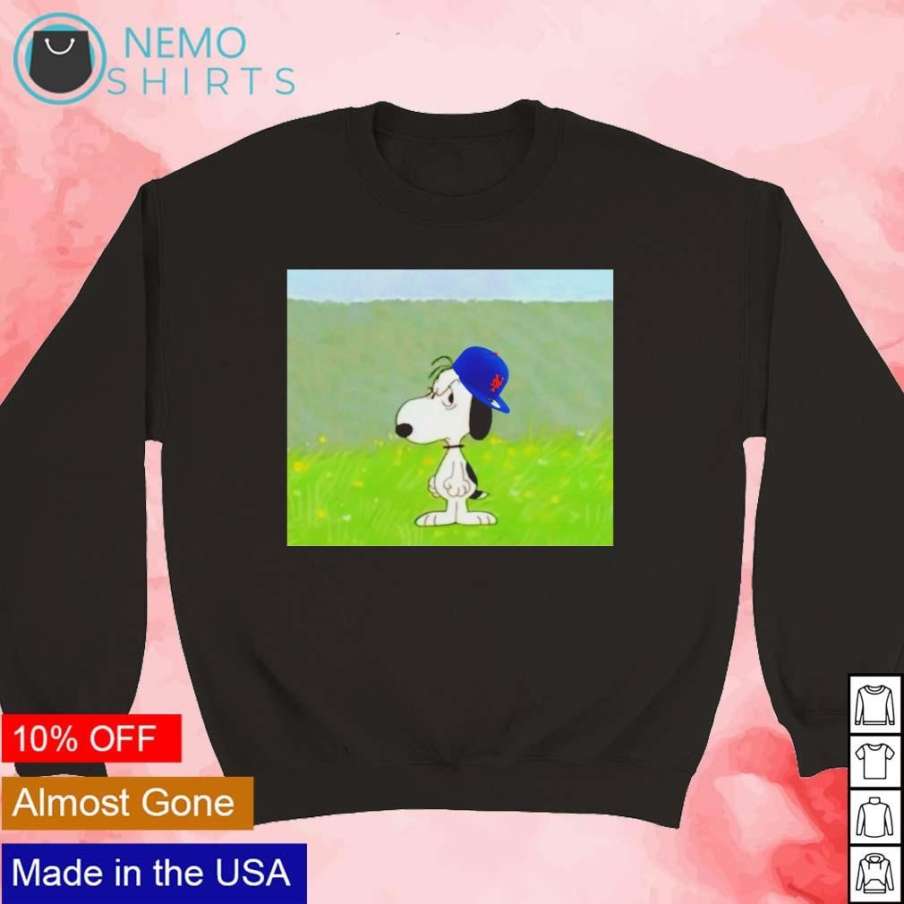 Grumpy Snoopy with New York Mets cap - Adult & Kids T-Shirts, Sweatshirts & Hoodies apparel design preview 5