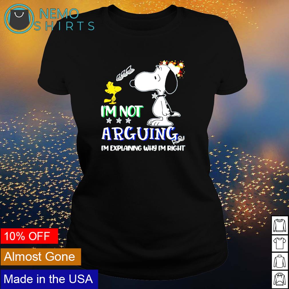 Snoopy I'm not arguing explaining why right - Adult & Kids T-Shirts, Sweatshirts & Hoodies apparel design preview 3