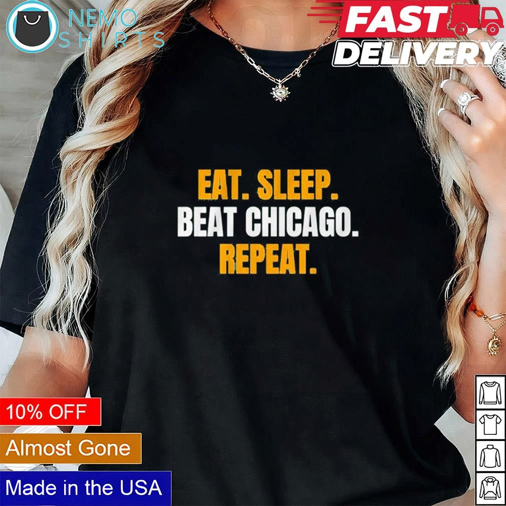 Eat sleep beat Chicago repeat Green Bay Packers - Adult & Kids T-Shirts, Sweatshirts & Hoodies apparel design preview 1