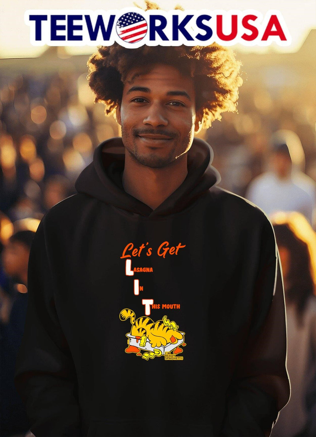 Let's Get Lit Lasagna in the mouth - Adult & Kids T-Shirts, Sweatshirts & Hoodies apparel design preview 2