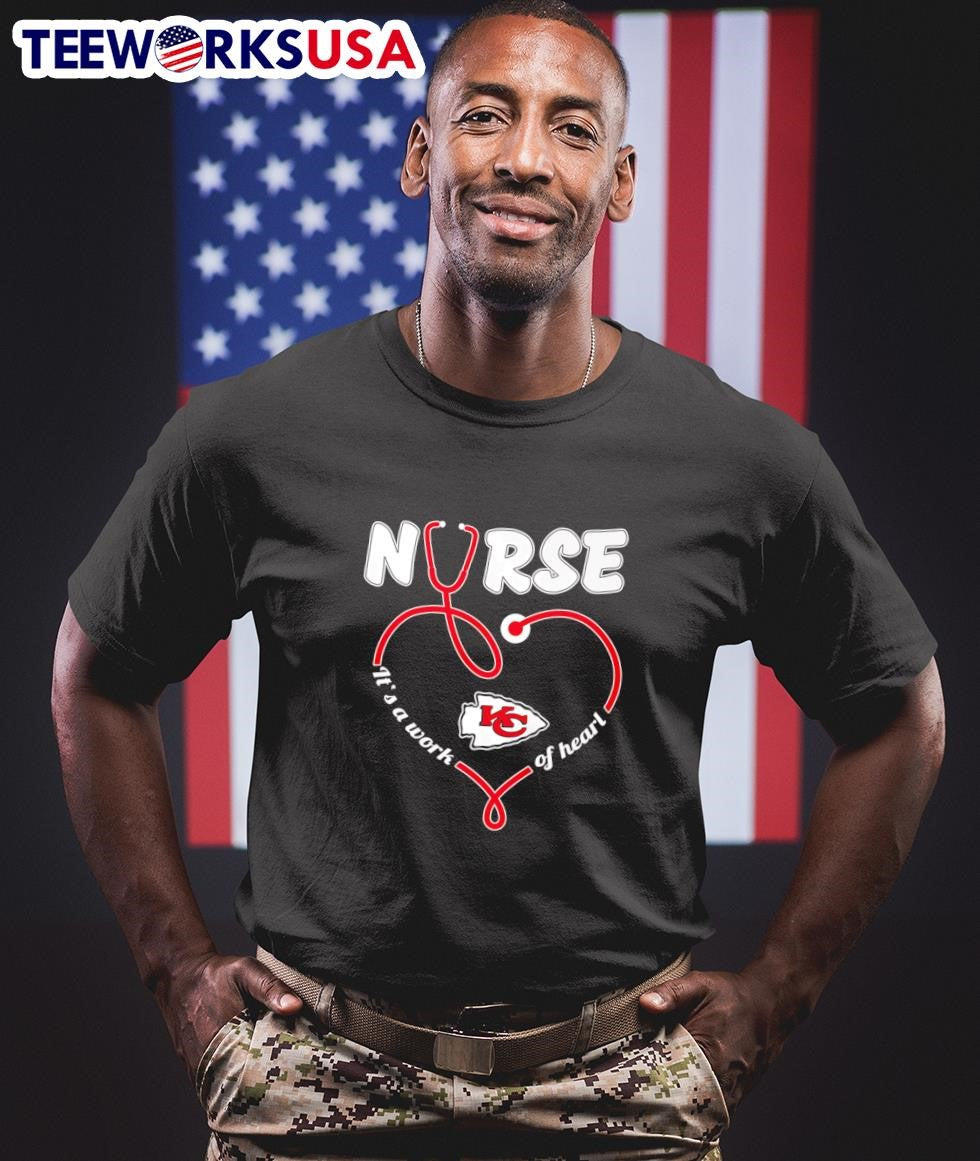 Nurse it's a work of heart Kansas City Chiefs - Adult & Kids T-Shirts, Sweatshirts & Hoodies apparel design preview 1