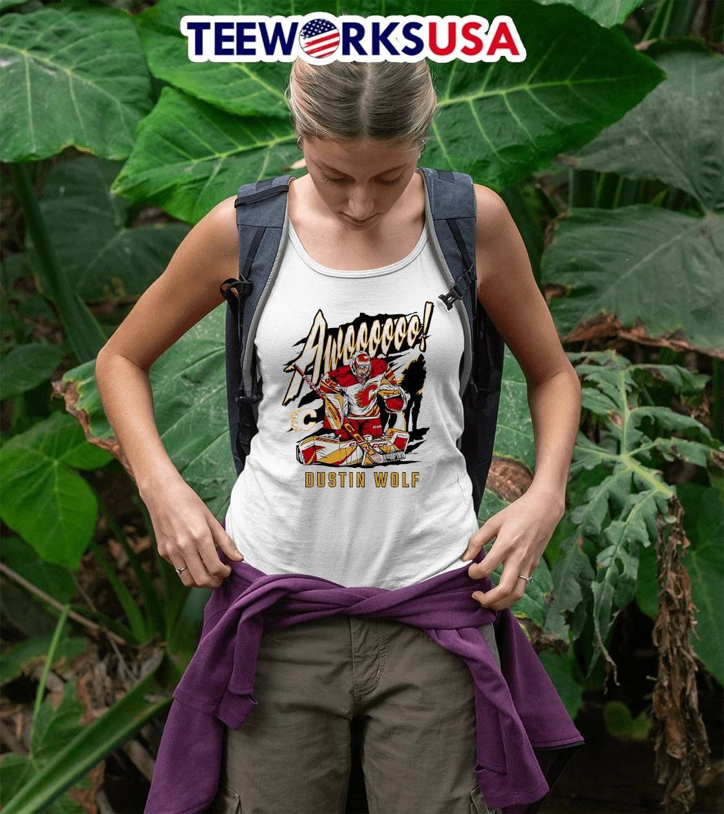 Awoooooo Dustin Wolf Calgary Flames hockey graphic - Adult & Kids T-Shirts, Sweatshirts & Hoodies apparel design preview 5