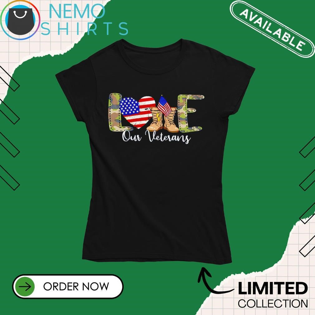 Love Our Veterans Day Proud Military American flag - Adult & Kids T-Shirts, Sweatshirts & Hoodies apparel design preview 4