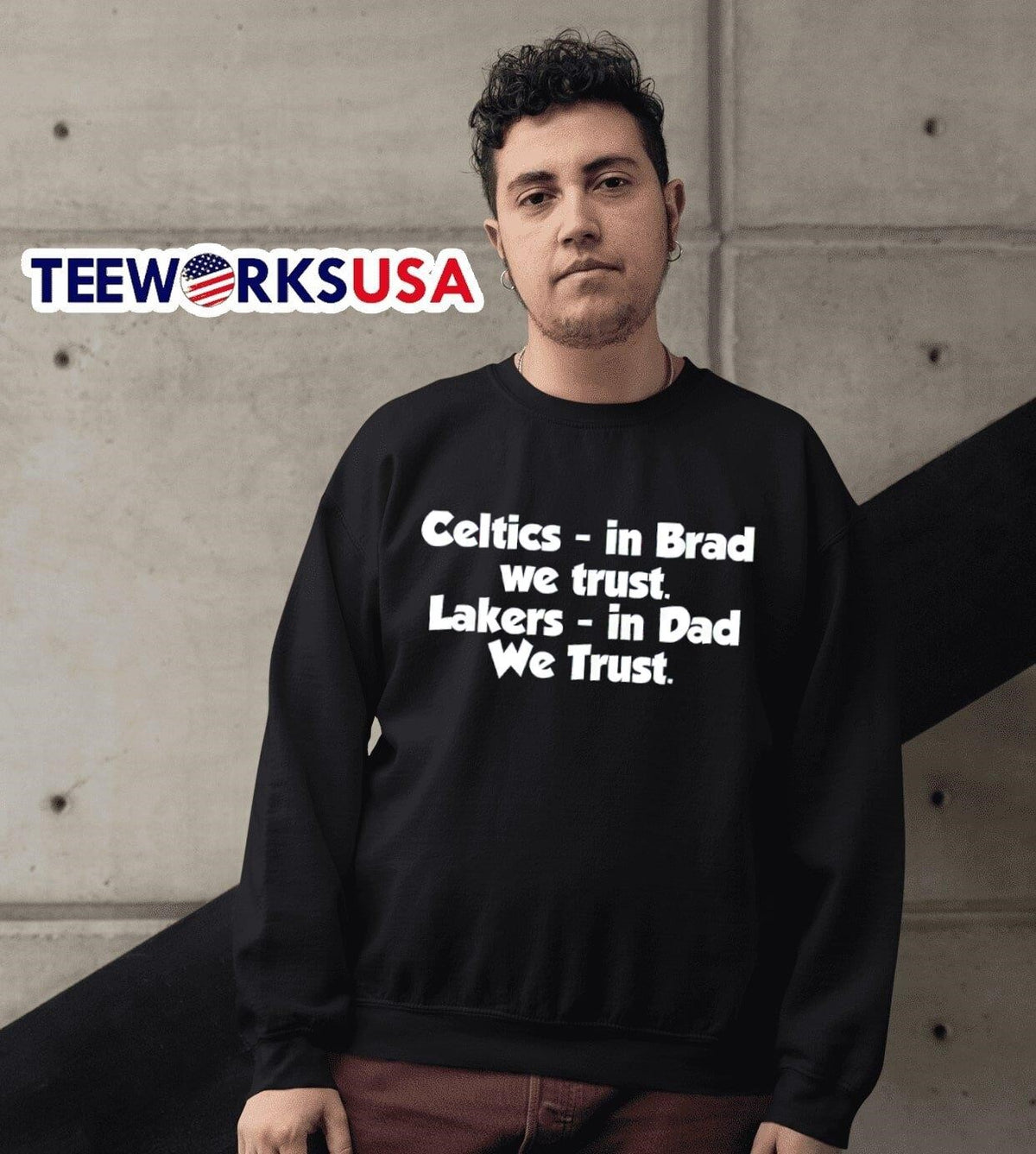 Celtics in Brad we trust LAkers Dad - Adult & Kids T-Shirts, Sweatshirts & Hoodies apparel design preview 3