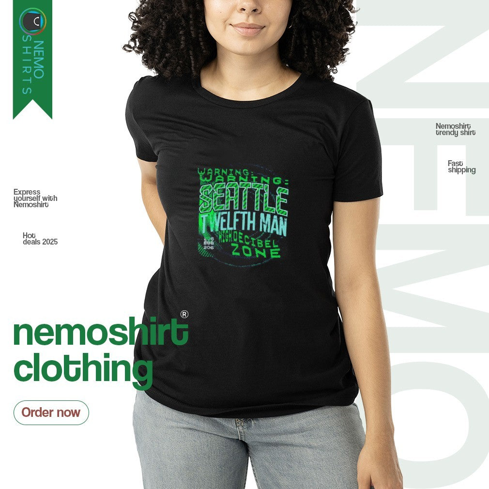 Warning Seattle Twelfth Man high decibel zone - Adult & Kids T-Shirts, Sweatshirts & Hoodies apparel design preview 3