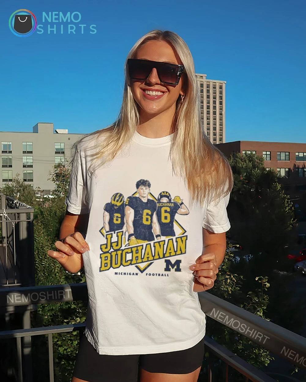 JJ Buchanan Badge Graphic Michigan Wolverines - Adult & Kids T-Shirts, Sweatshirts & Hoodies apparel design preview 6