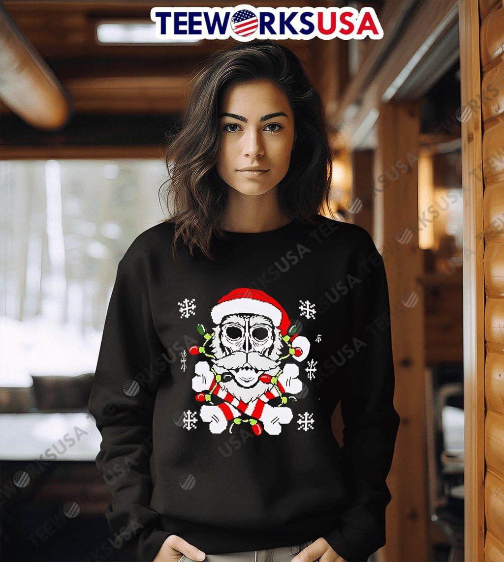 Skull Santa Claus Bones Lights Ugly Christmas - Adult & Kids T-Shirts, Sweatshirts & Hoodies apparel design preview 3