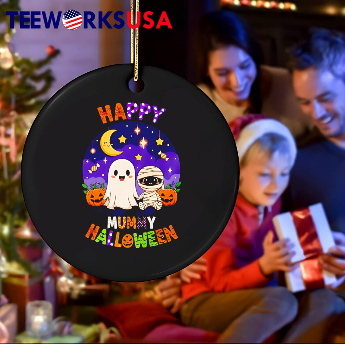 Happy Mummy Halloween 2025 cute - Adult & Kids T-Shirts, Sweatshirts & Hoodies apparel design preview 4