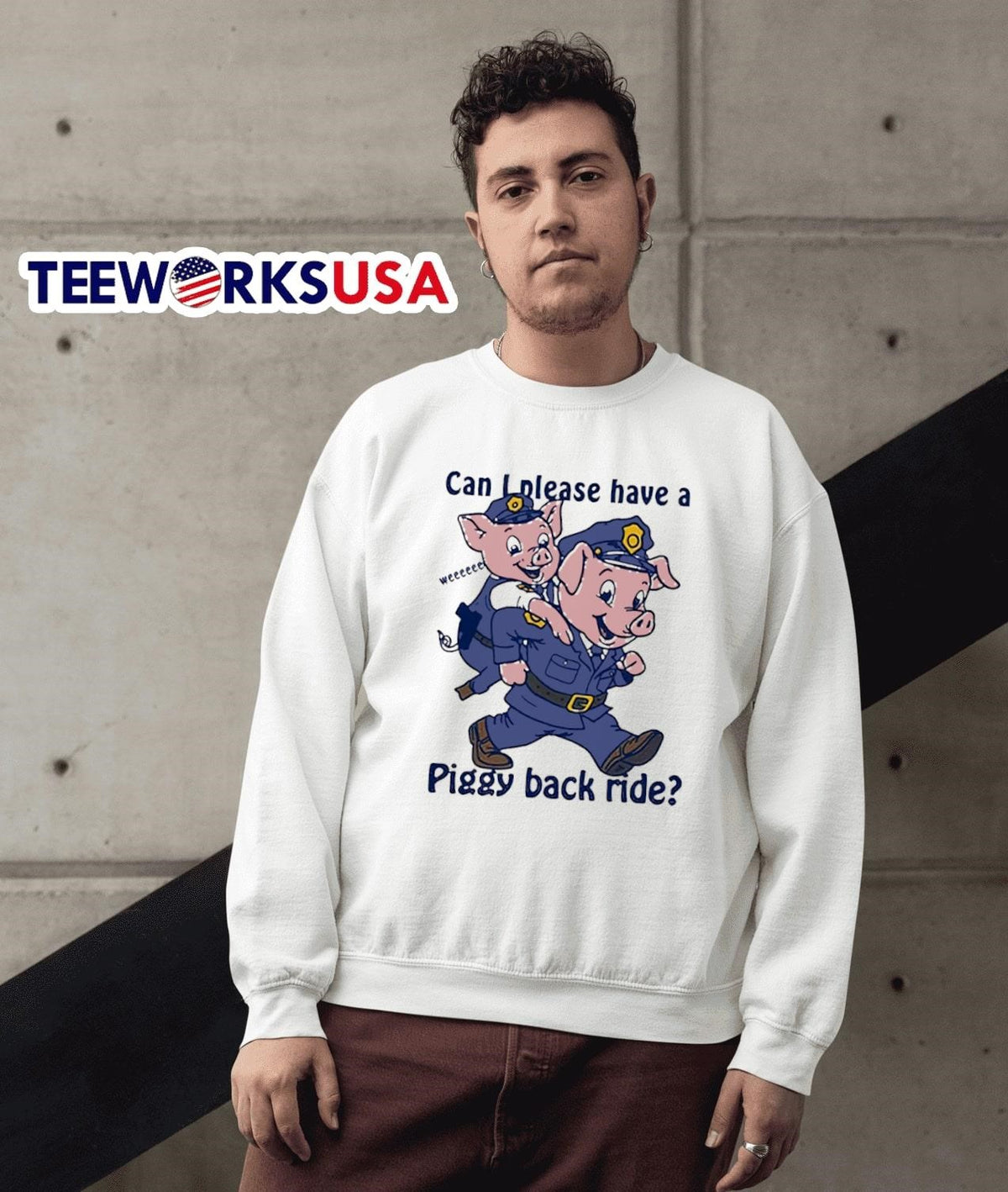 Can I please have a piggy back ride weeeeee cartoon - Adult & Kids T-Shirts, Sweatshirts & Hoodies apparel design preview 3