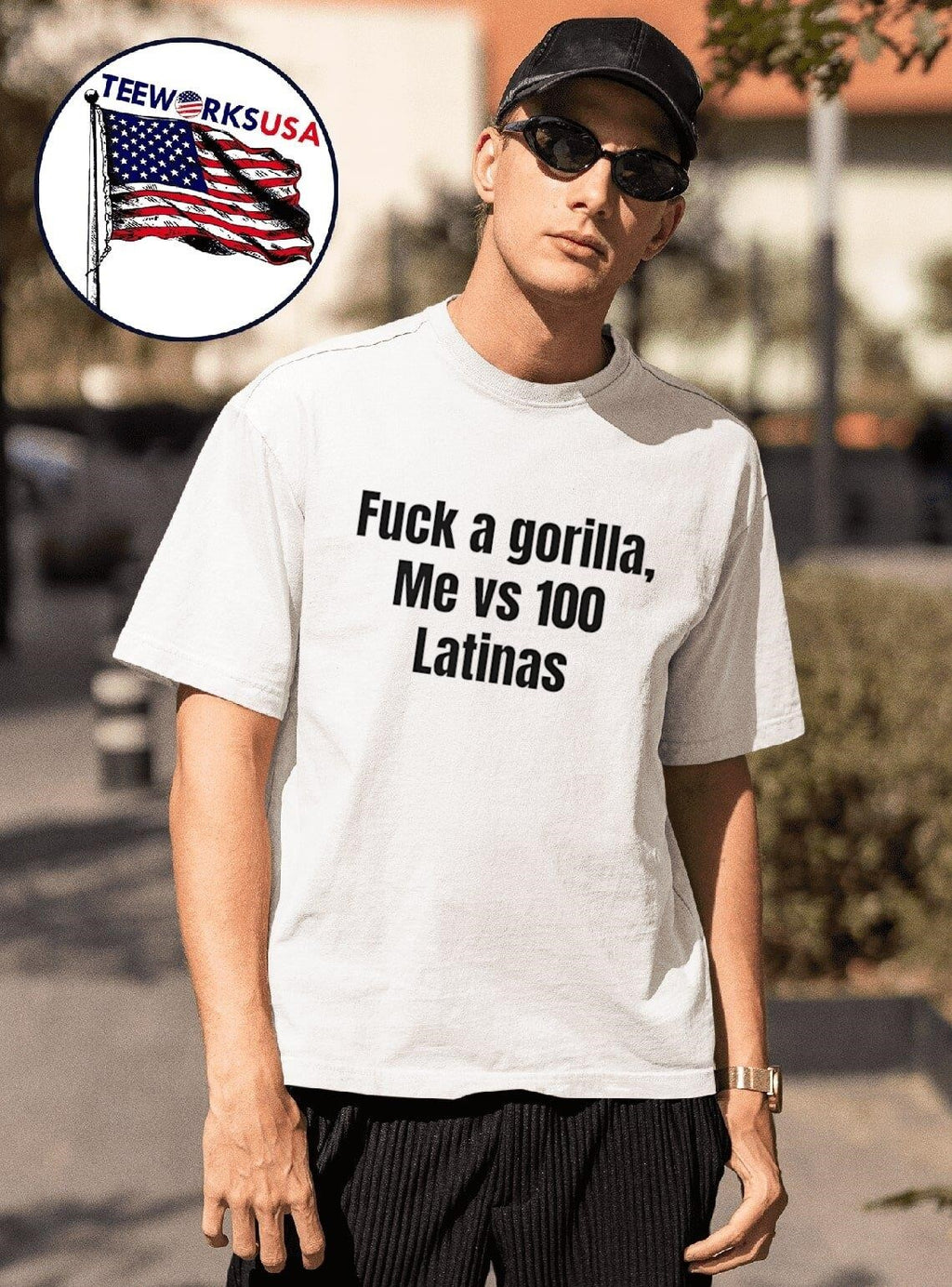 Fuck a gorilla me vs 100 Latinas - Adult & Kids T-Shirts, Sweatshirts & Hoodies apparel design preview 1