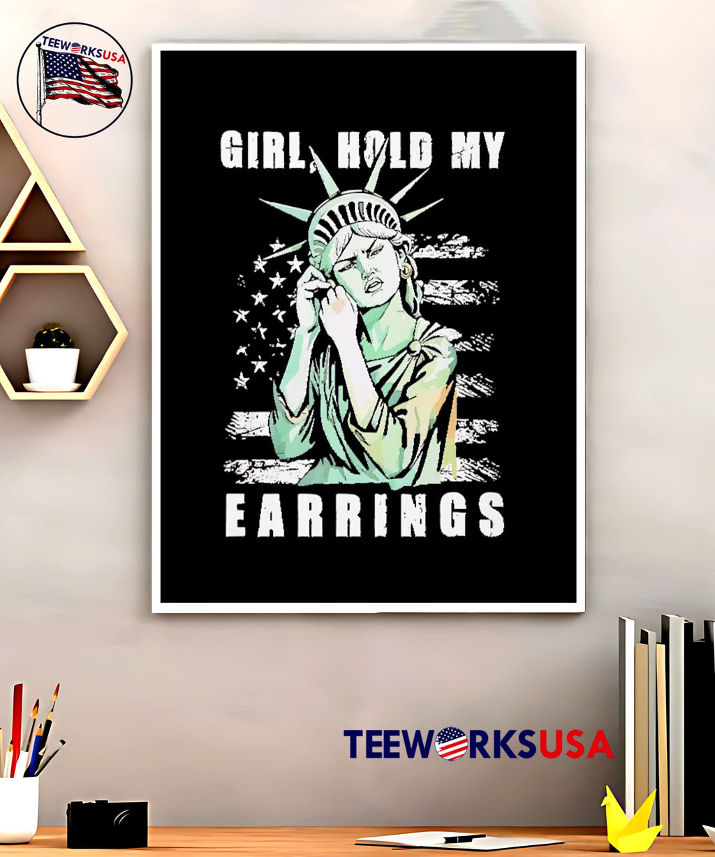 Statue of liberty girl hold my earrings - Adult & Kids T-Shirts, Sweatshirts & Hoodies apparel design preview 5