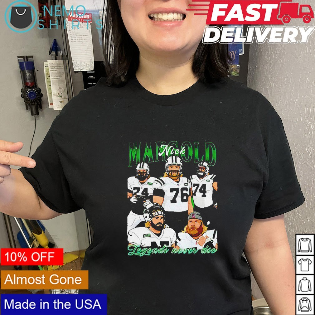 Nick Mangold New York Jets legends never die cartoon - Adult & Kids T-Shirts, Sweatshirts & Hoodies apparel design preview 3