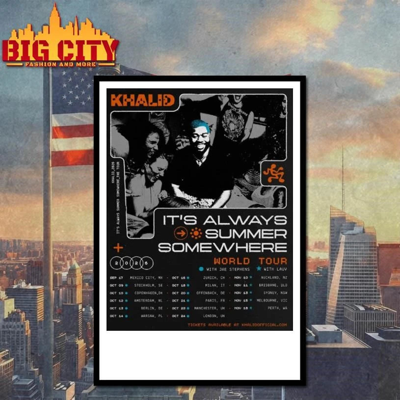 Khalid World Tour 2026 It's Always Summer Somewhere - Adult & Kids T-Shirts, Sweatshirts & Hoodies apparel design preview 4