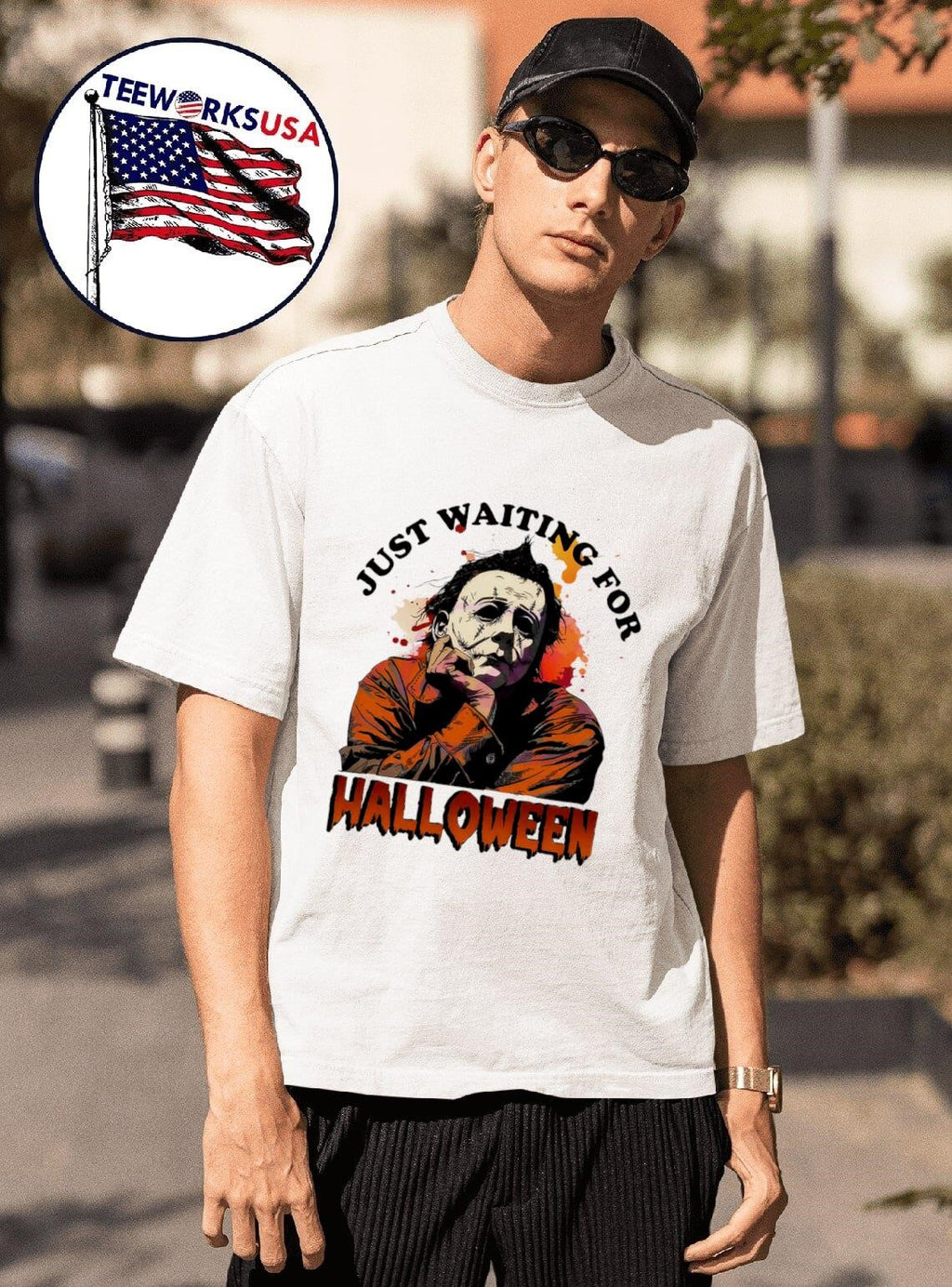 Michael Myers just waiting for Halloween - Adult & Kids T-Shirts, Sweatshirts & Hoodies apparel design preview 1