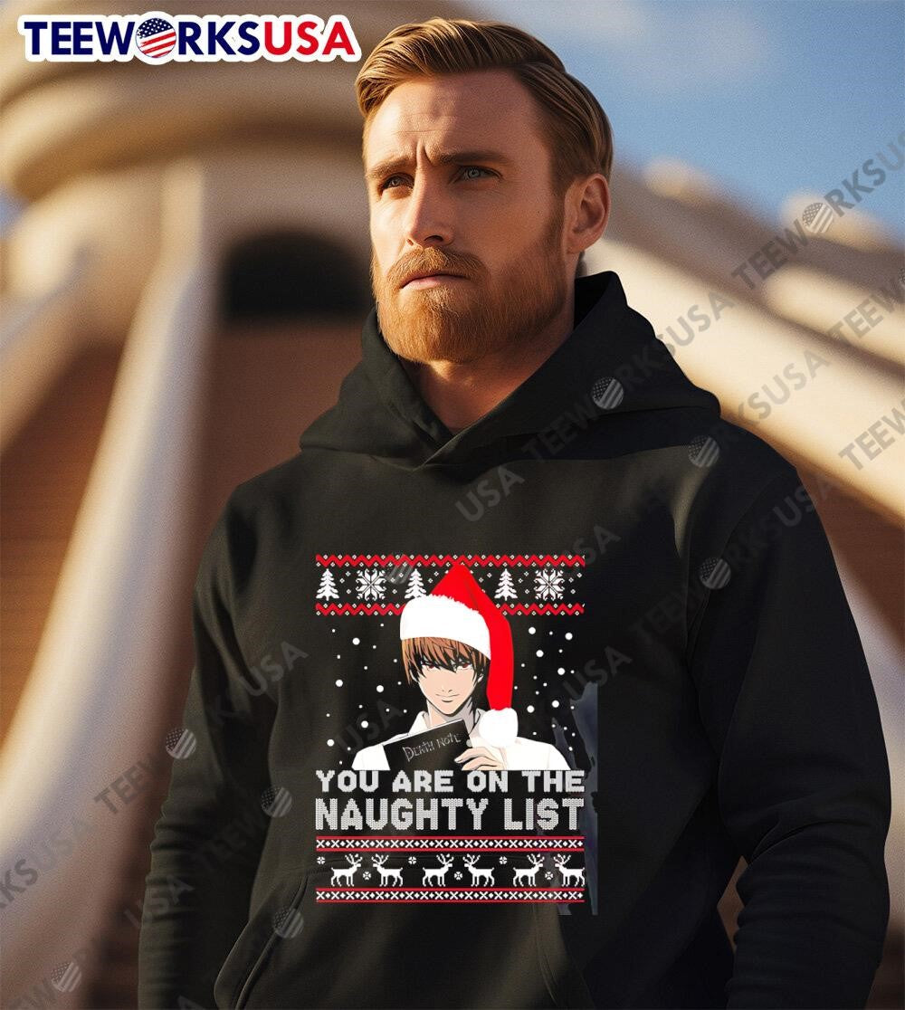 Death Note You Are On The Naughty List ugly christmas - Adult & Kids T-Shirts, Sweatshirts & Hoodies apparel design preview 3