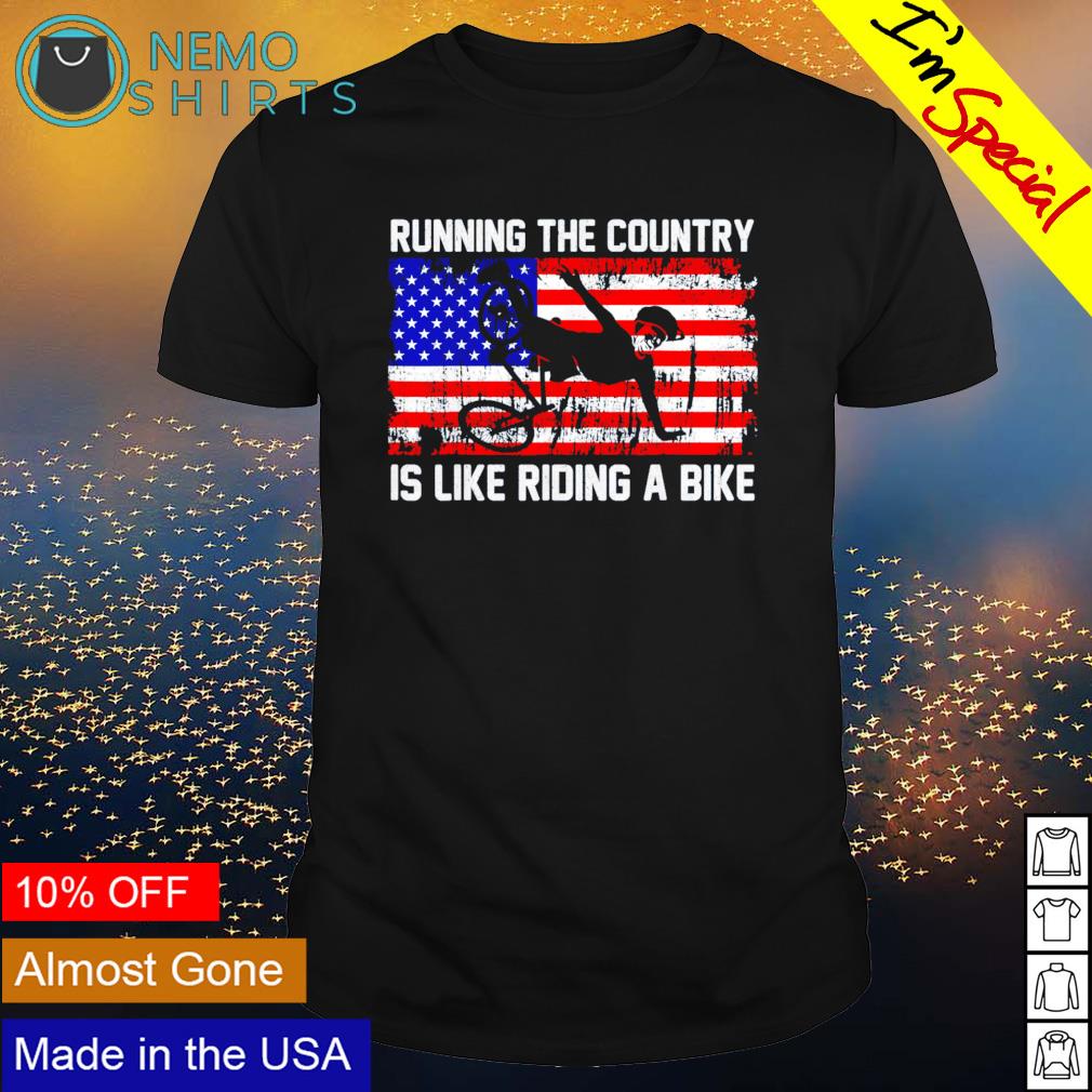 Biden fall off bike running the country is like - Adult & Kids T-Shirts, Sweatshirts & Hoodies apparel design preview 1