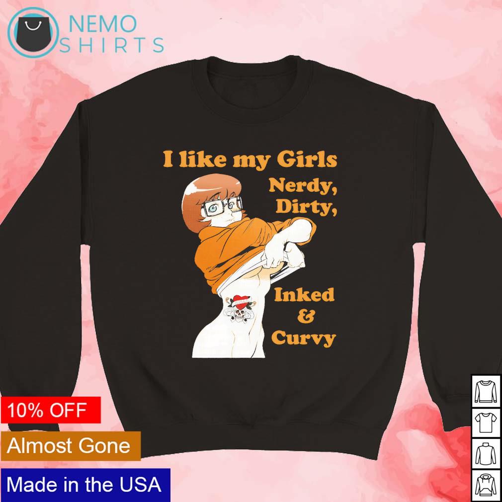 I like my girls nerdy dirty inked and curvy - Adult & Kids T-Shirts, Sweatshirts & Hoodies product image 3