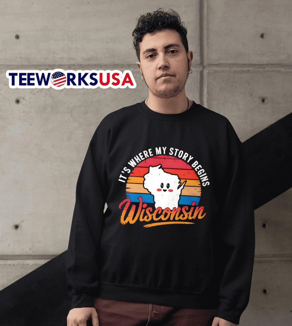It's where my story begins Wisconsin vintage - Adult & Kids T-Shirts, Sweatshirts & Hoodies apparel design preview 6