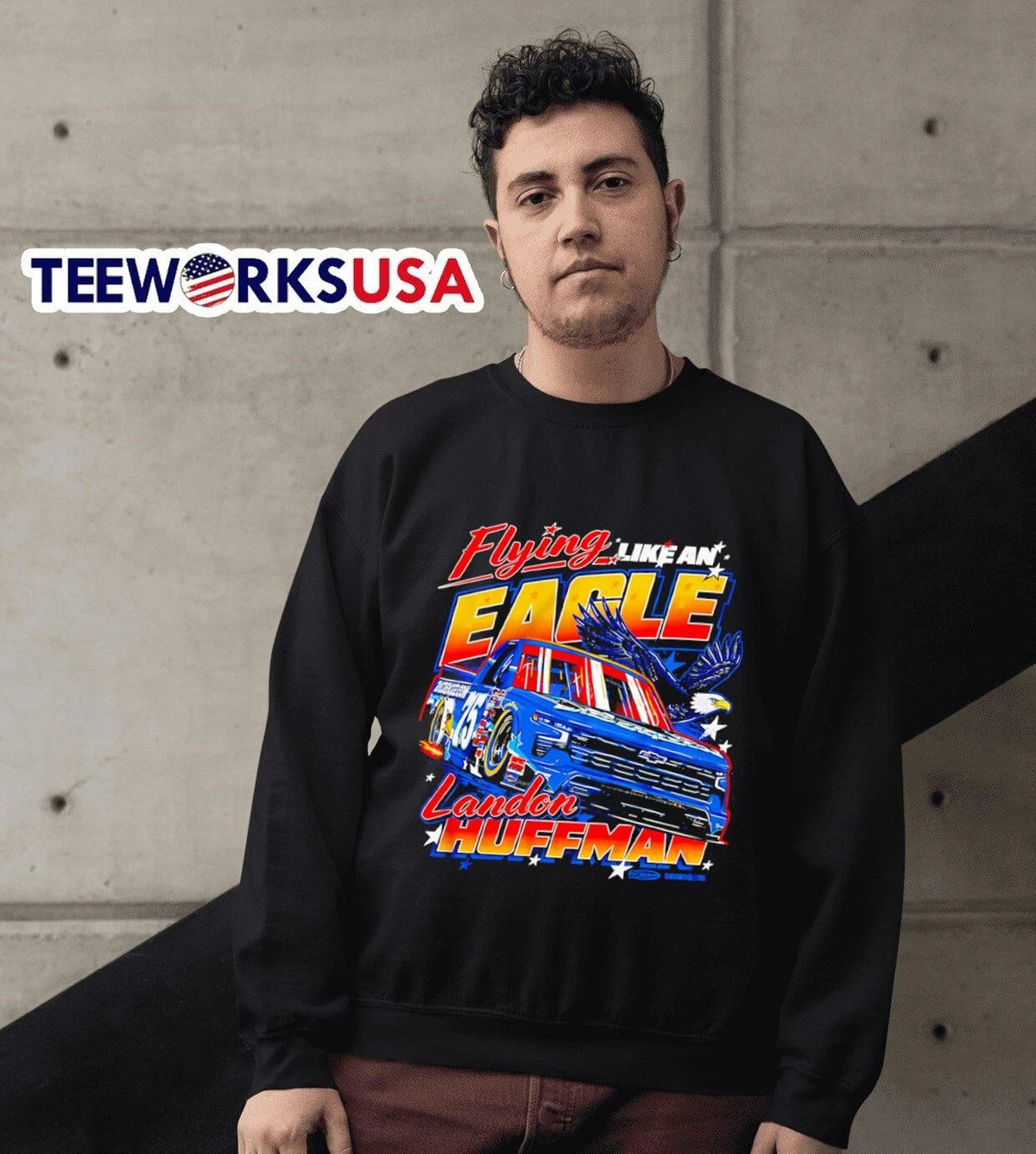 Flying Like an Eagle Landon Huffman Race Truck - Adult & Kids T-Shirts, Sweatshirts & Hoodies apparel design preview 6