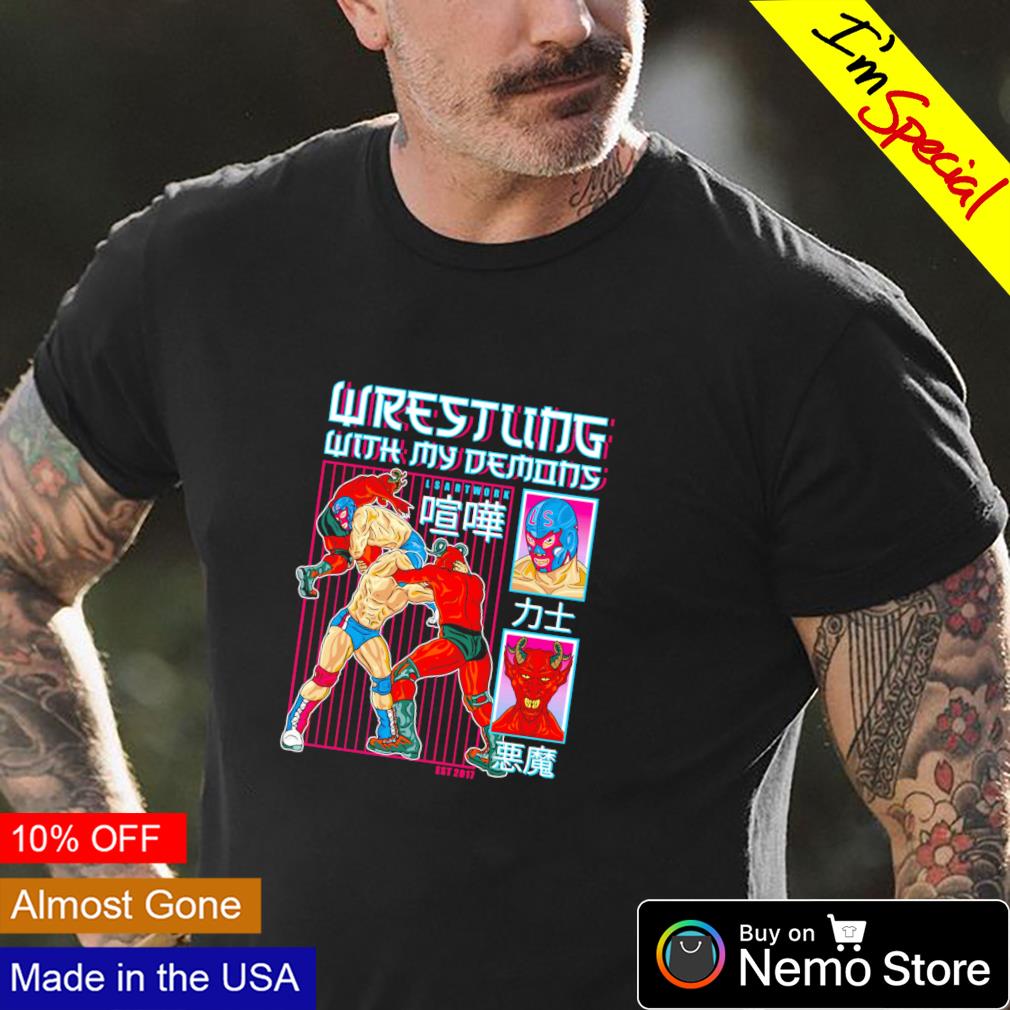 Lsartwork wrestling with my demons est 2017 - Adult & Kids T-Shirts, Sweatshirts & Hoodies apparel design preview 4