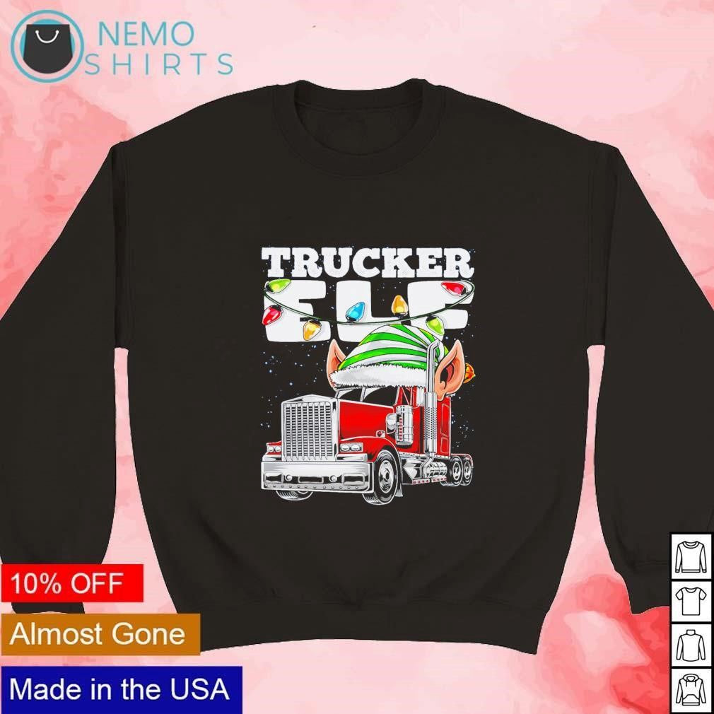 Trucker Elf Christmas - Adult & Kids T-Shirts, Sweatshirts & Hoodies apparel design preview 3