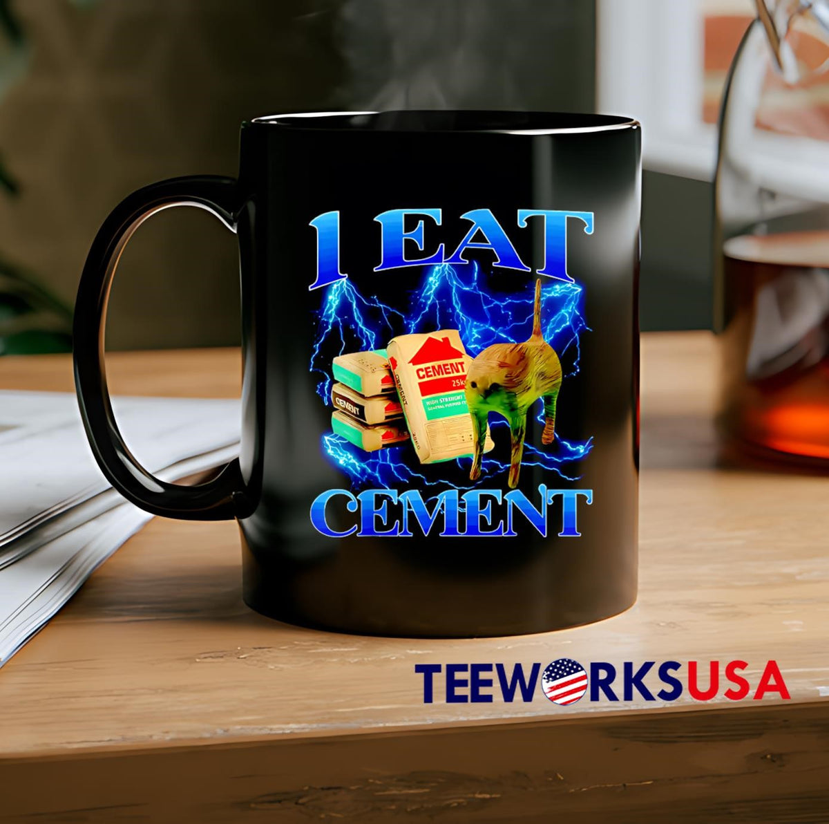 1 Eat Cement Cat lightning - Adult & Kids T-Shirts, Sweatshirts & Hoodies apparel design preview 2