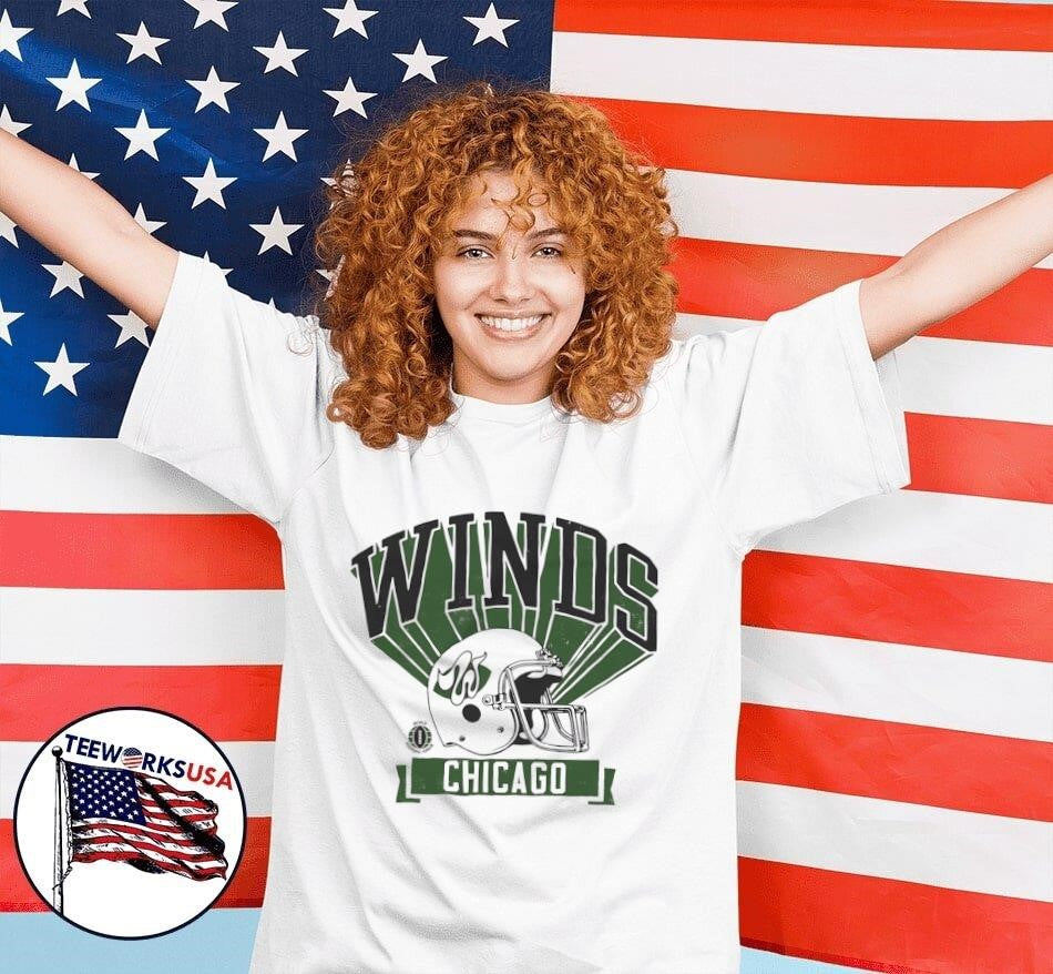 1975 Chicago Winds retro helmet - Adult & Kids T-Shirts, Sweatshirts & Hoodies apparel design preview 7