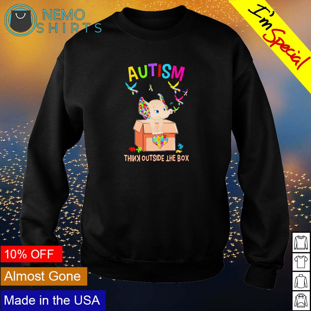 Elephant Autism think outside the box - Adult & Kids T-Shirts, Sweatshirts & Hoodies apparel design preview 4
