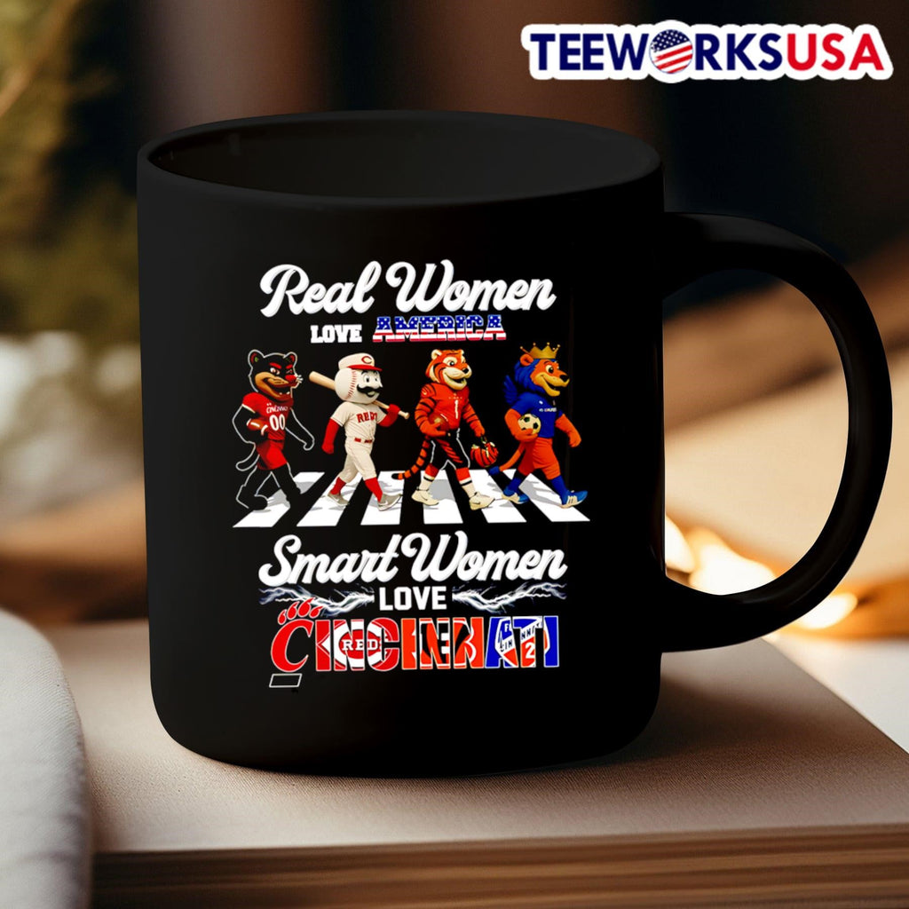 Real women love America smart Cincinnati sports - Adult & Kids T-Shirts, Sweatshirts & Hoodies apparel design preview 3