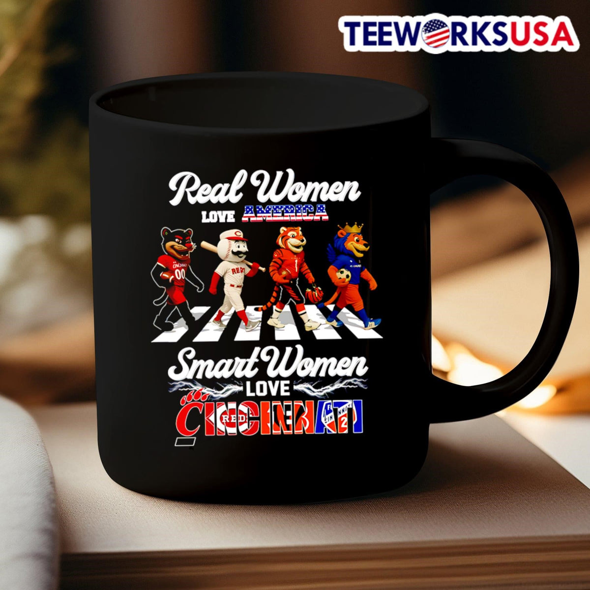 Real women love America smart Cincinnati sports - Adult & Kids T-Shirts, Sweatshirts & Hoodies apparel design preview 3