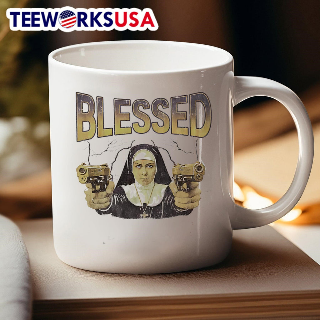 Blessed nun with gun - Adult & Kids T-Shirts, Sweatshirts & Hoodies apparel design preview 4