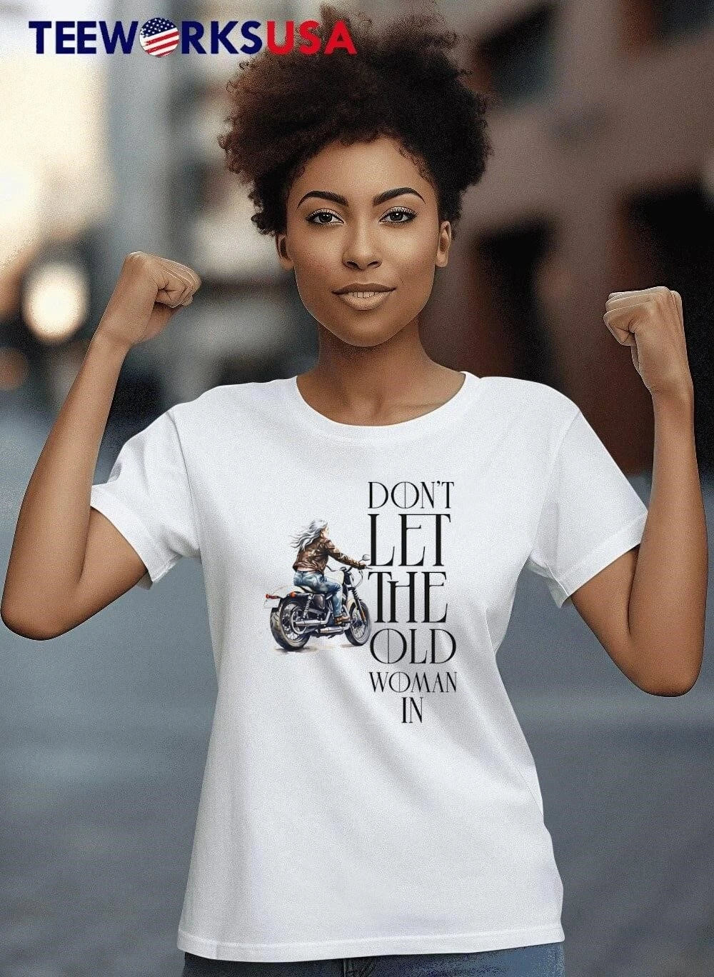 Woman Riding Motorcycle Don't Let the Old In - Adult & Kids T-Shirts, Sweatshirts & Hoodies apparel design preview 6