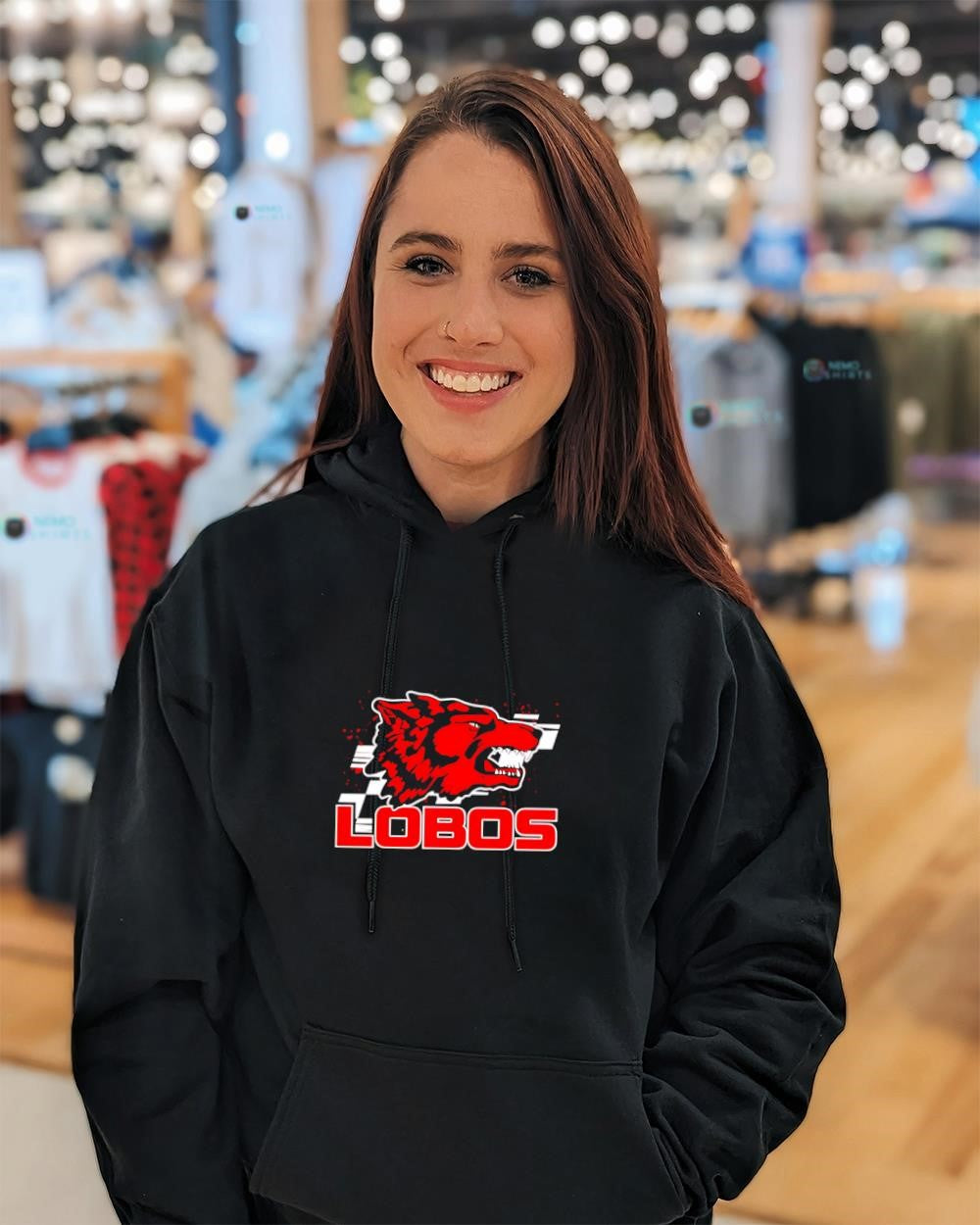 Lobos Wolf Mascot Logo - Adult & Kids T-Shirts, Sweatshirts & Hoodies apparel design preview 3