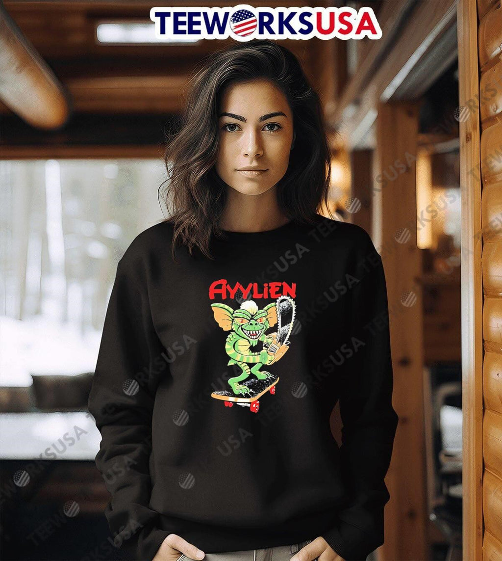 Rubberhose skateboarding gremlin ayylien - Adult & Kids T-Shirts, Sweatshirts & Hoodies apparel design preview 6