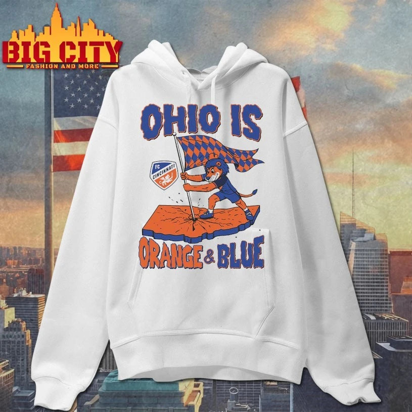 Ohio is Orange Blue FC Cincinnati Mascot - Adult & Kids T-Shirts, Sweatshirts & Hoodies apparel design preview 2