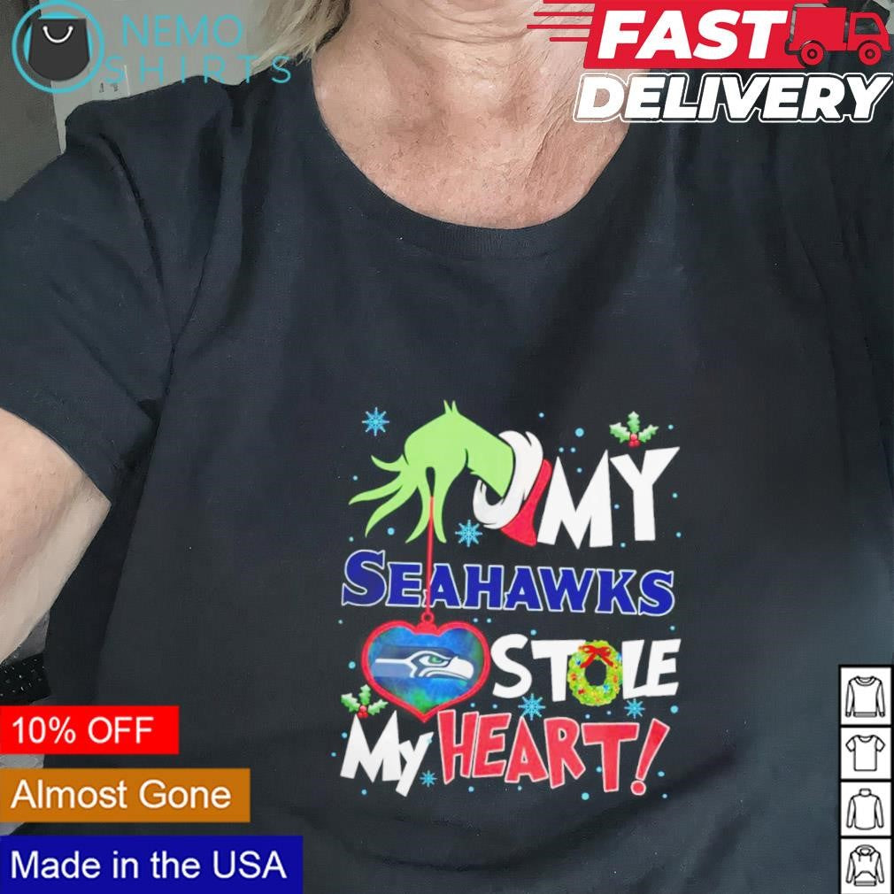 Grinch hand my Seattle Seahawks stole heart Christmas - Adult & Kids T-Shirts, Sweatshirts & Hoodies apparel design preview 2
