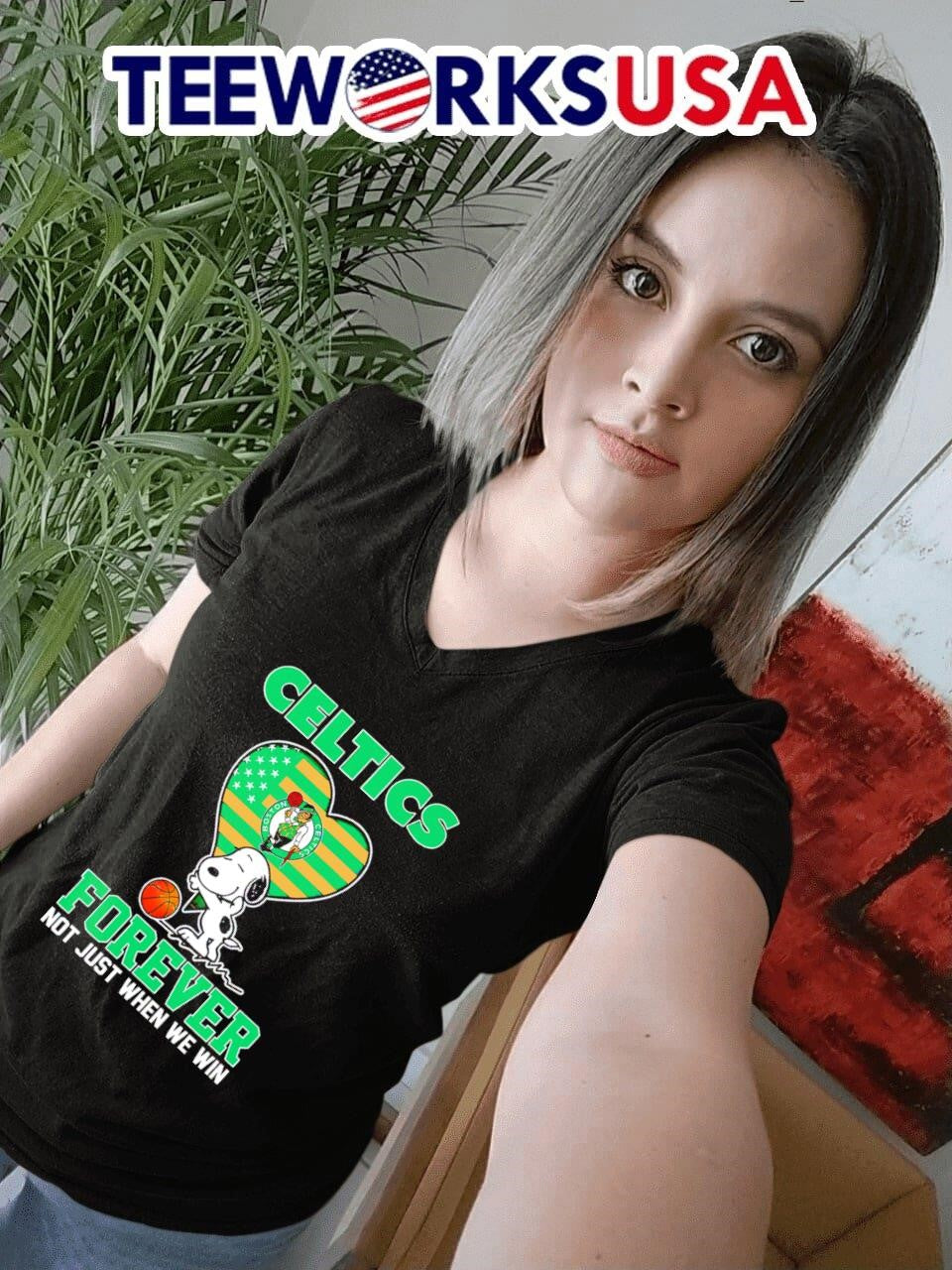 Snoopy hug heart Boston Celtics forever not just when - Adult & Kids T-Shirts, Sweatshirts & Hoodies apparel design preview 4