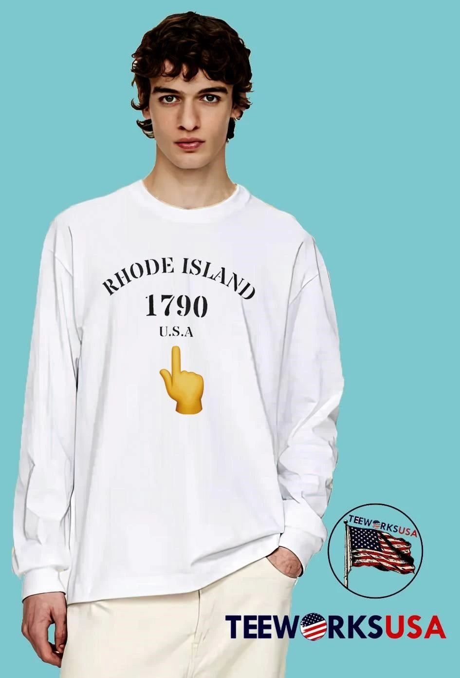 Rhode Island USA 1790 Yellow Hand Pointing Index - Adult & Kids T-Shirts, Sweatshirts & Hoodies apparel design preview 3